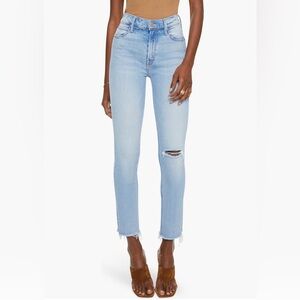 Mother The Dazzler Ripped Mid Rise Ankle Slim Jeans (Hopeless Romantic)